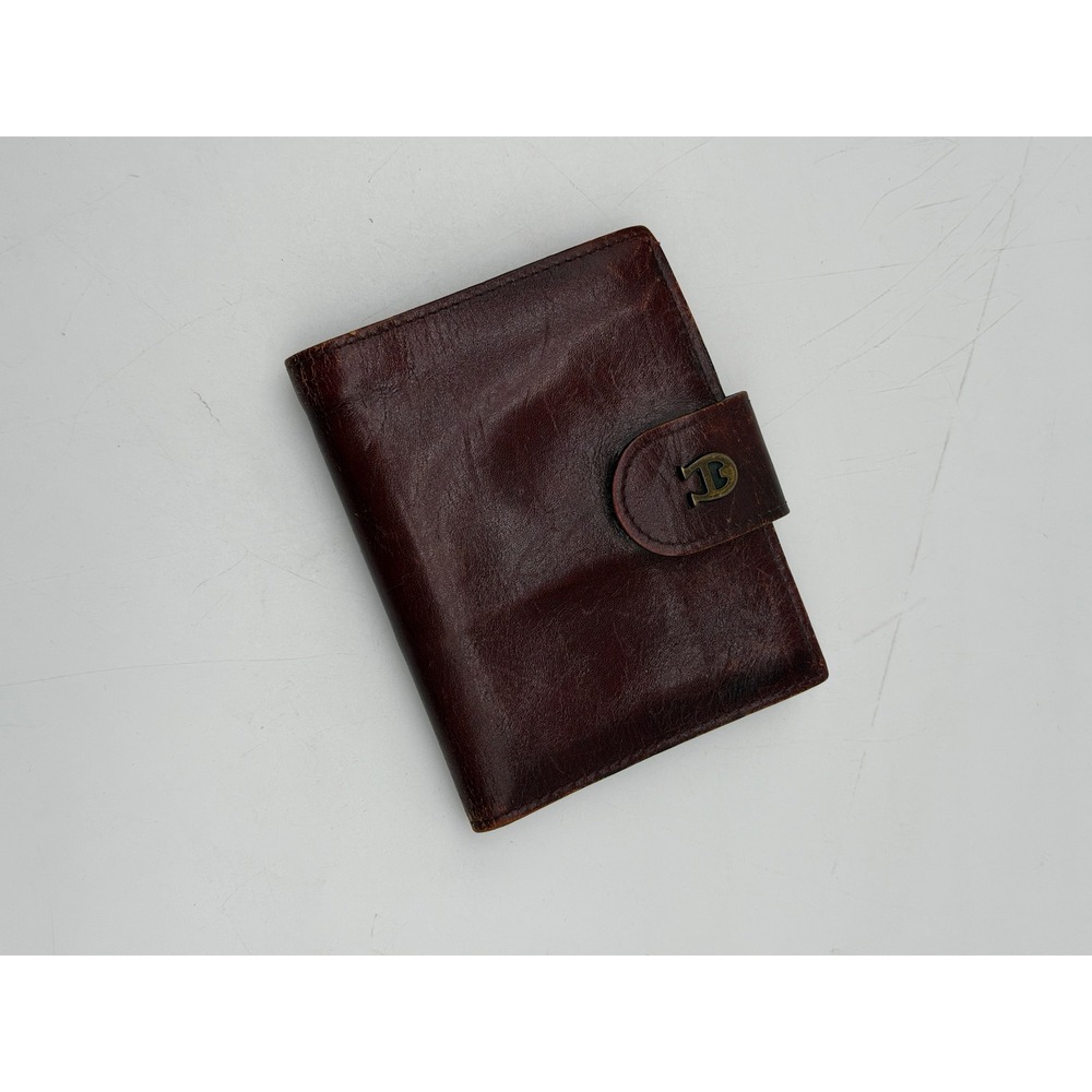 Etienne Aigner Vintage Leather Bifold Wallet Burgundy Kiss Lock Coin Purse